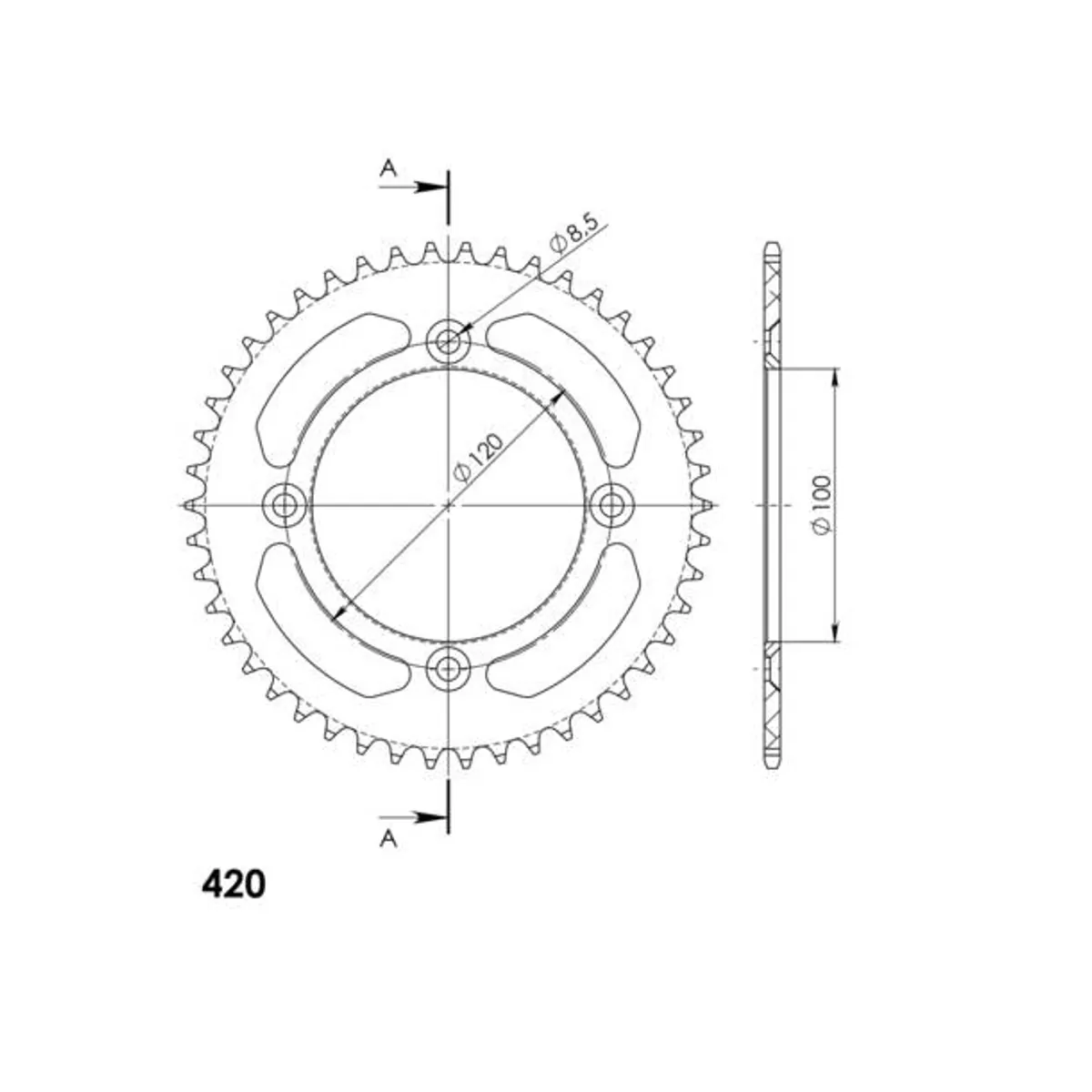 Supersprox Bakdrev Aluminium RAL-6622:48 Blå - Yamaha YZ 65 18-20
