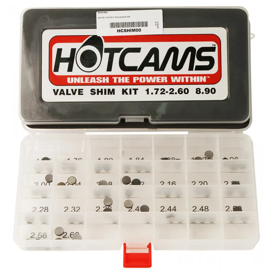 Hot Cams, Shims kit, 1,72mm-2,60mm, totalt 69 shims., 8,90mm