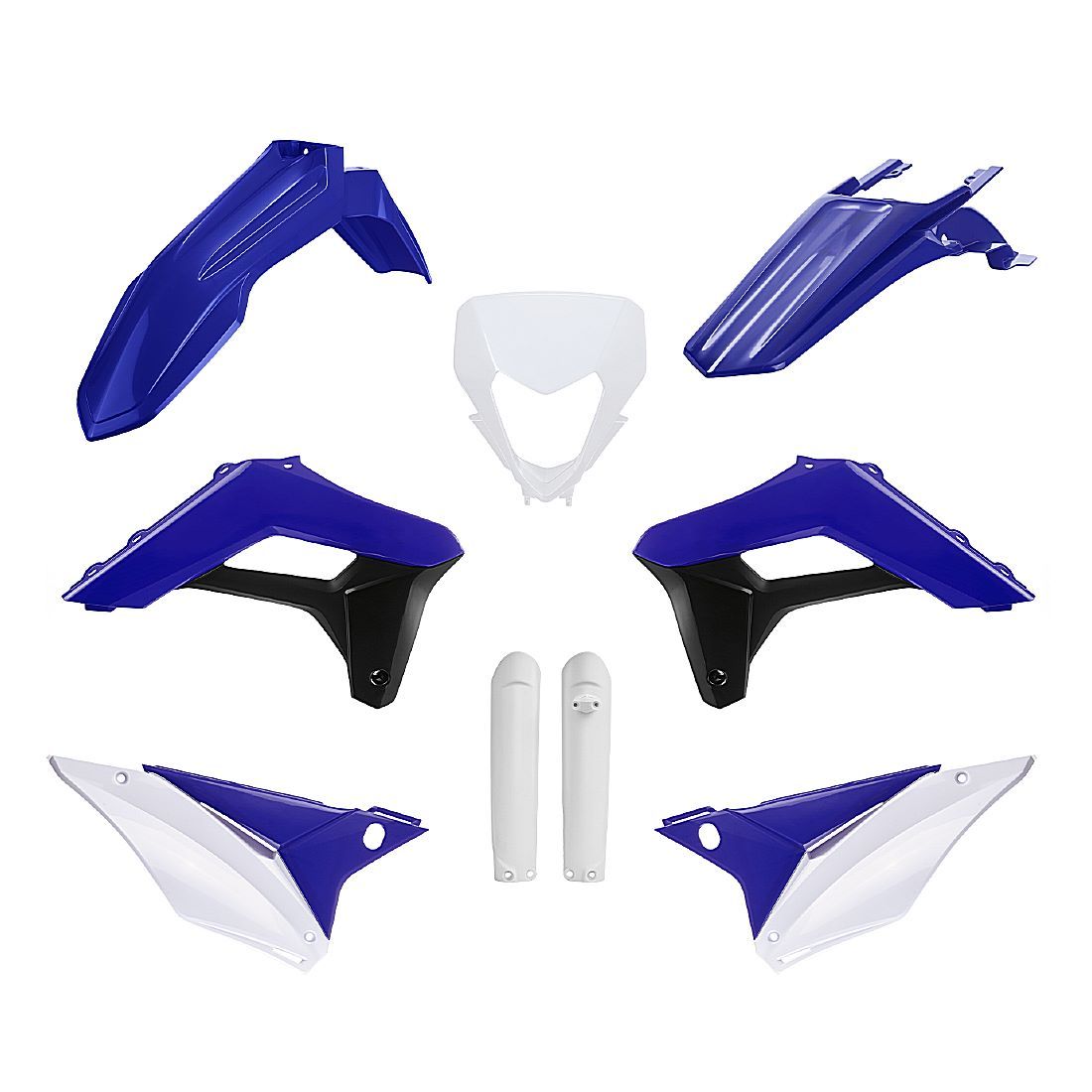 Plastkit Enduro m l-kåpa, gaffelb.skydd Sherco SE/SEF 24, Blue/White