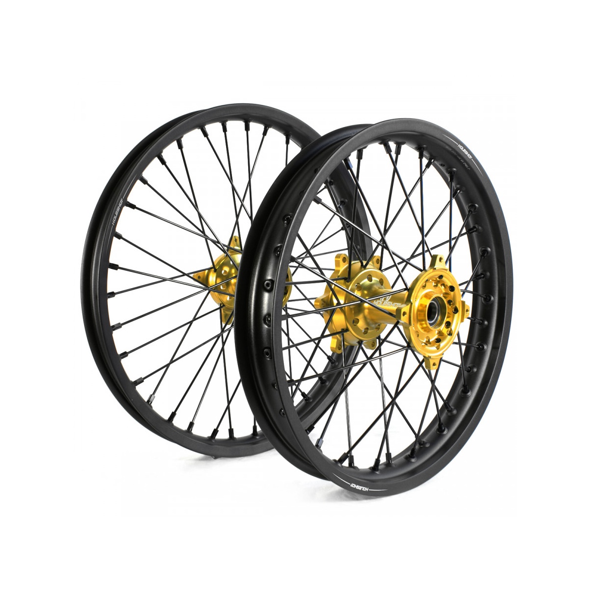 Holeshot Komplett Hjulset, 2,15/1,60, 19/21", BAK FRAM, MATT SVART GULD Suzuki RM-Z250 07-25 - m.fl.