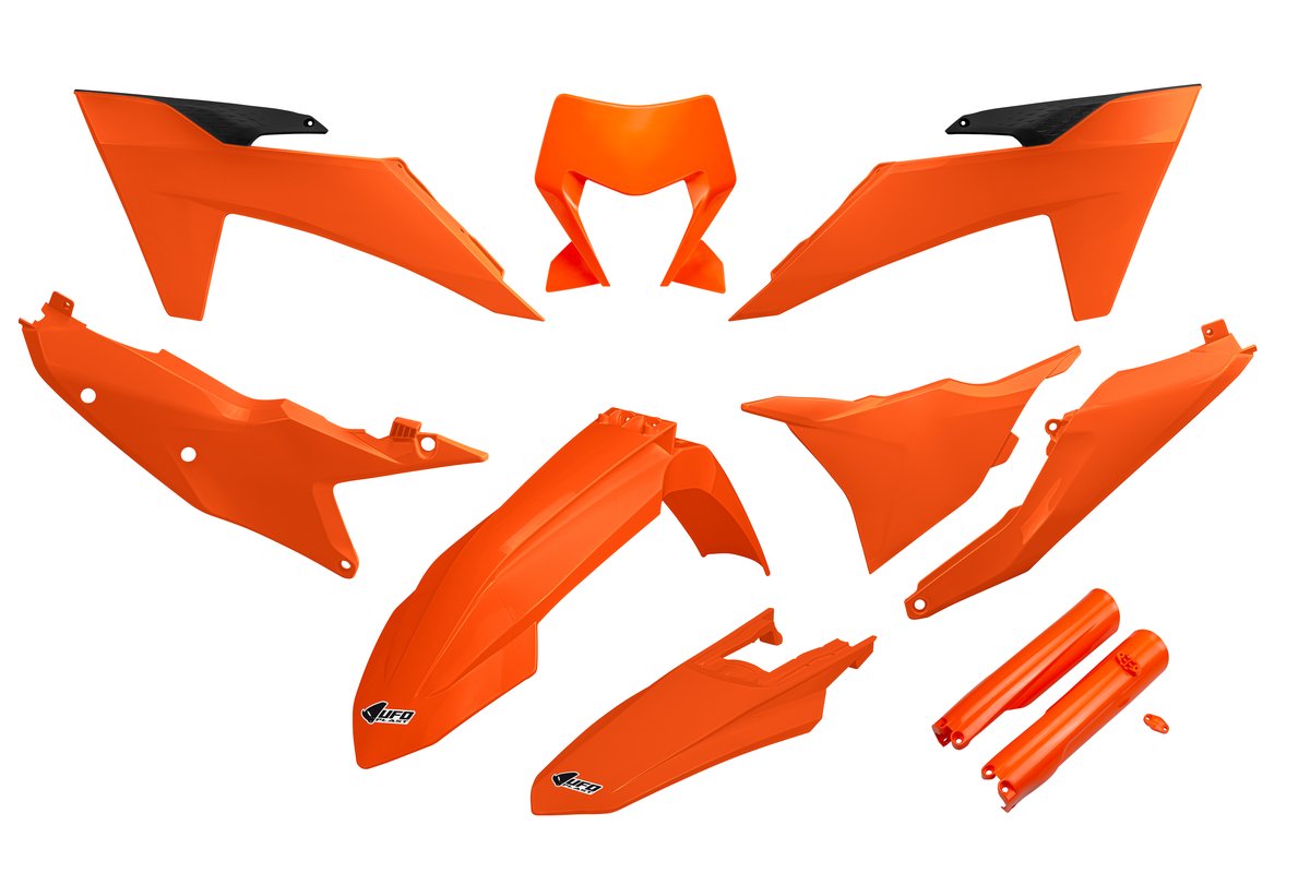 UFO Plastkit ink. gaffelskydd och lyktkåpa neonorange KTM 125-500 EXC/EXC-F 24-25 - m.fl.