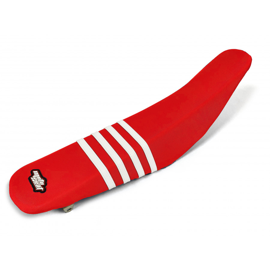 Moto Seat Sadelöverdrag Stripes Vit Röd Honda CRF 150R 07-24 - m.fl.