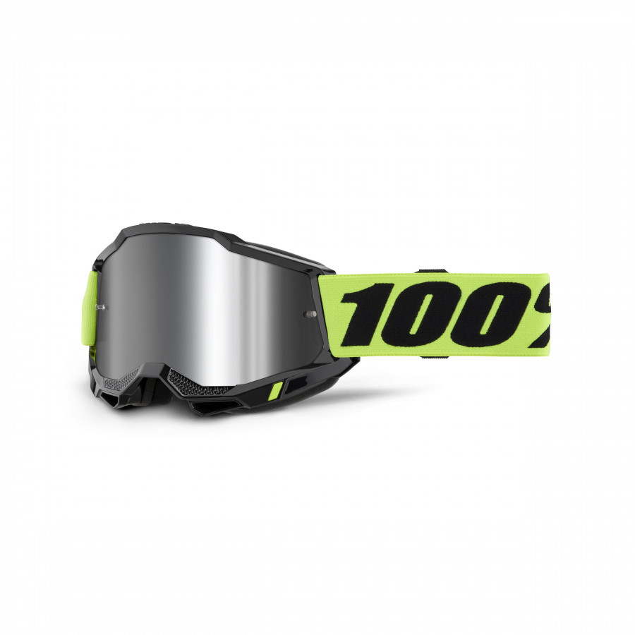 100% 100%, ACCURI 2 Glasögon Neon Yellow - Mirror Silver Lens, VUXEN
