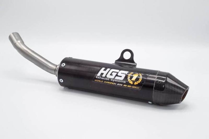 HGS Ljuddämpare 2T Racing SX 85 / TC85 18-24 MC 85 21-24 Svart med Kolfiber End Cap - m.fl.
