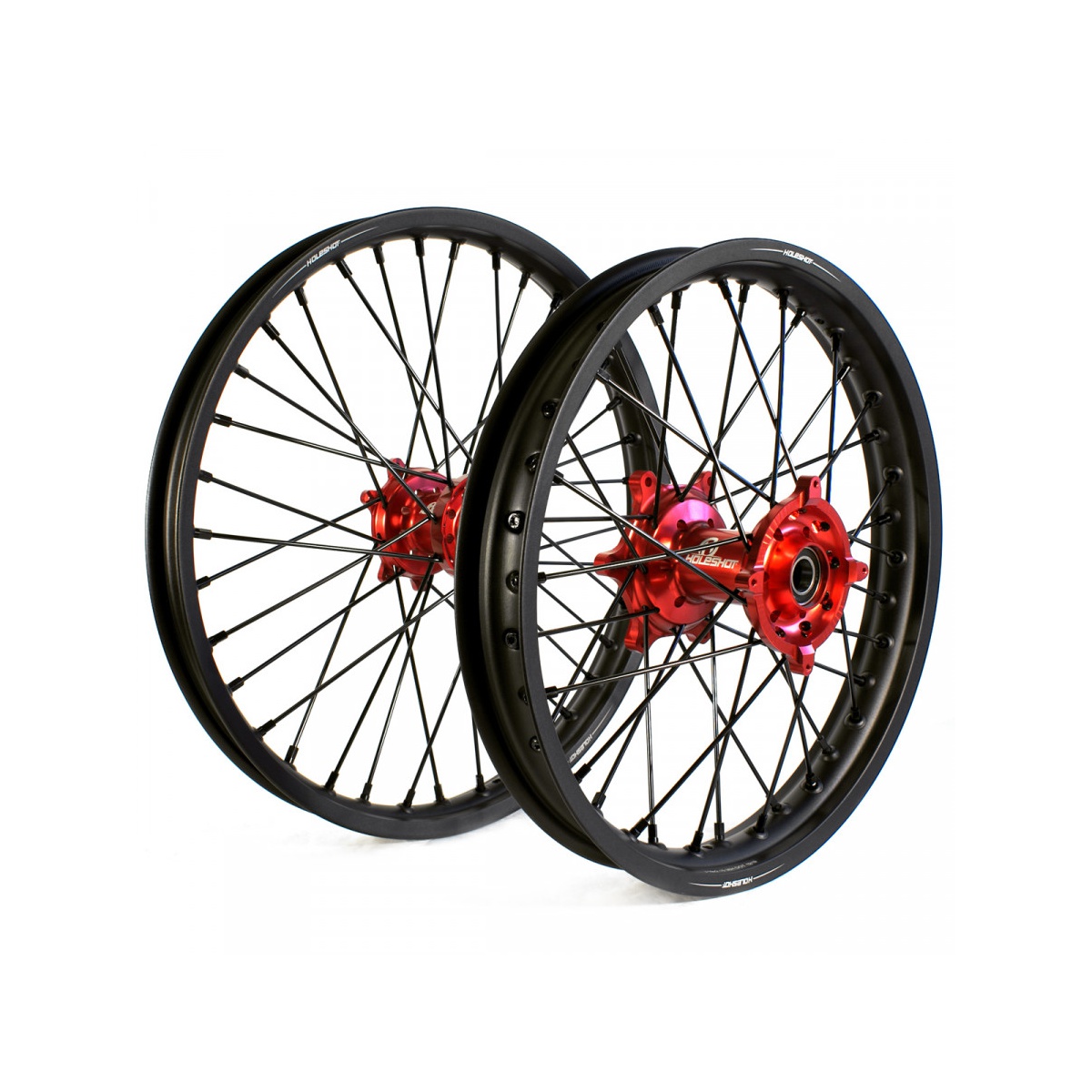 Holeshot Komplett Hjulset, 2,15/1,60, 19/21", BAK FRAM, MATT SVART RÖD Honda CRF250R 14-25 - m.fl.
