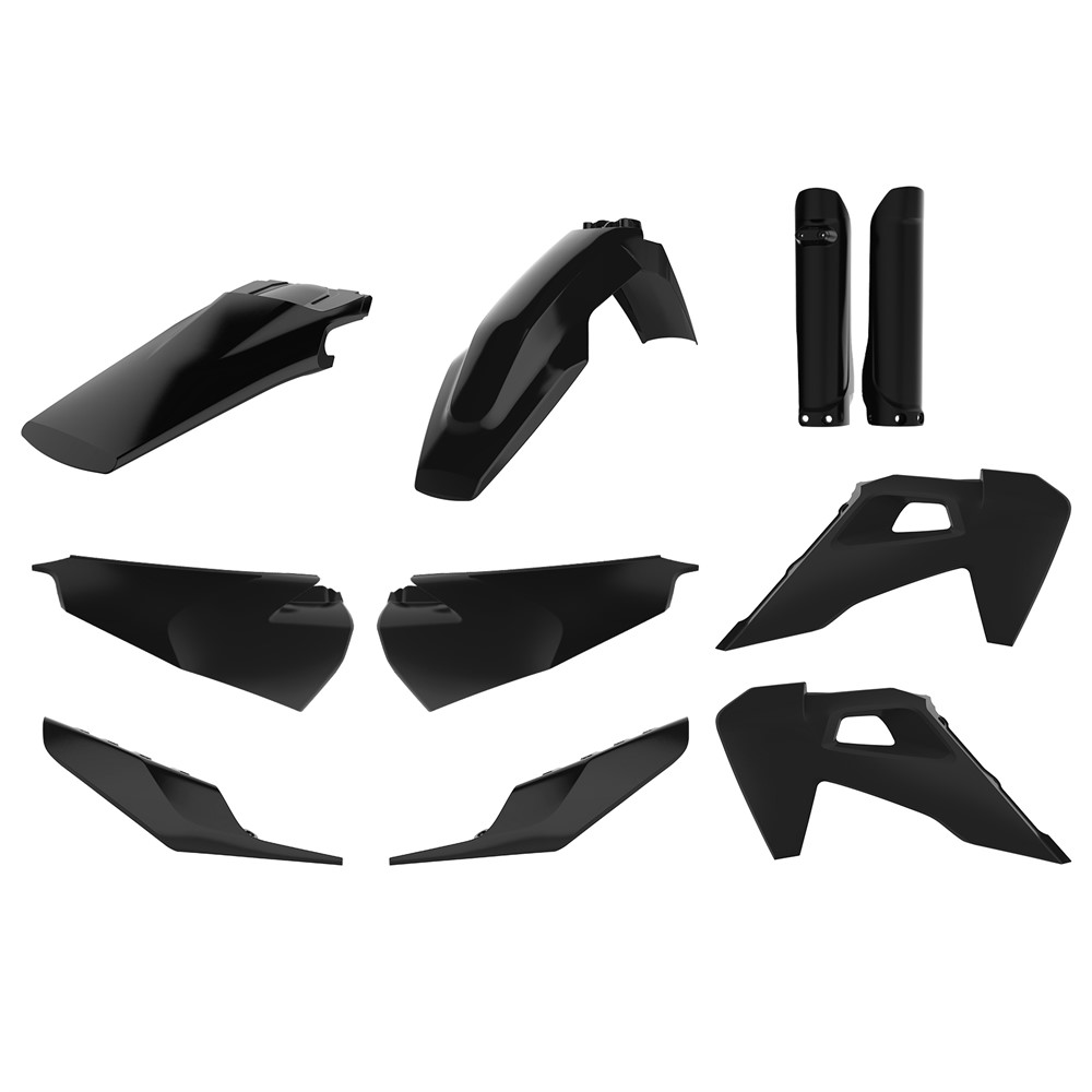 Polisport Plastkit Enduro, lampkåpa, gaffelbskydd Husqvarna TE/FE 20-23, svart