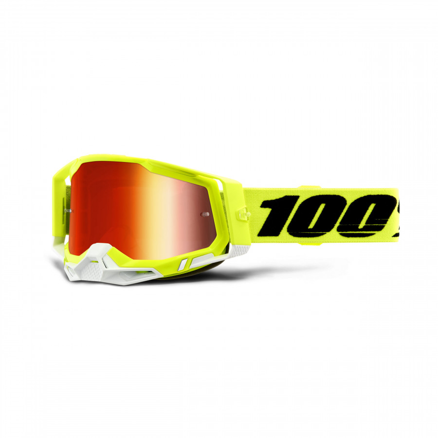100% 100%, RACECRAFT 2 Glasögon Yellow - Mirror Red Lens, VUXEN