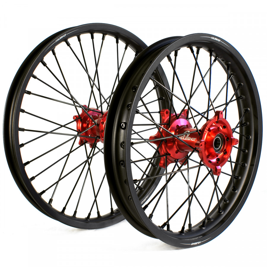 Holeshot Komplett Hjulset, 1,85/1,60, 16/19", BAK FRAM, MATT SVART RÖD KTM 85 SX 21-24 - m.fl.