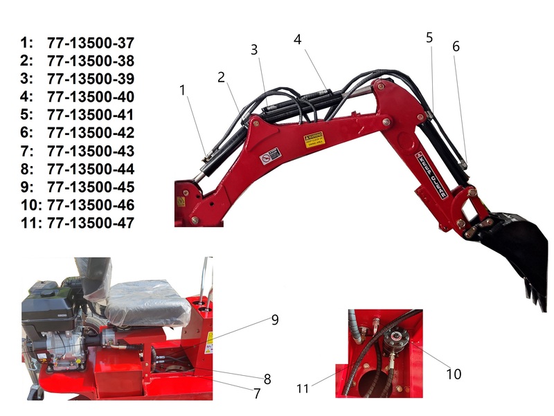 Bronco Hydraulslang Svängmotor nedre 77-13500
