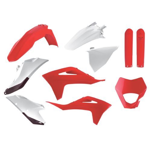 Polisport Plastkit enduro med lampkåpa, gaffelbensskydd GasGas 21-23, röd/vit OE