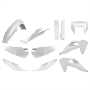Plastkit enduro med lampkåpa, gaffelbensskydd Husqy TE/FE 20-23, Vit