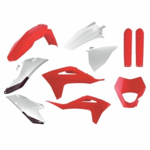 Plastkit enduro med lampkåpa, gaffelbensskydd GasGas 21-23, röd/vit OE